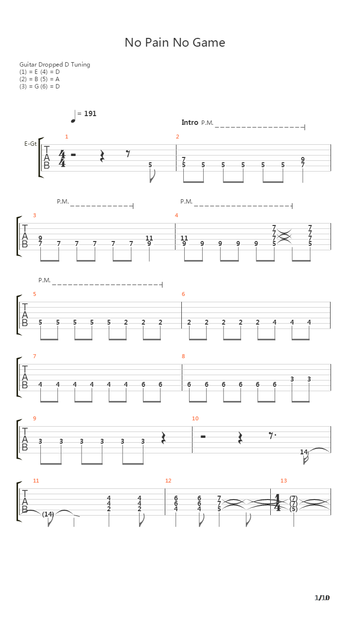 No Pain No Game吉他谱