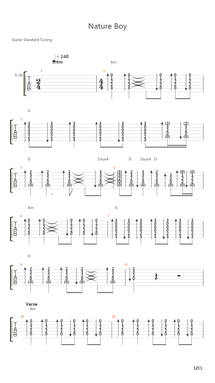 Nature Boy吉他谱