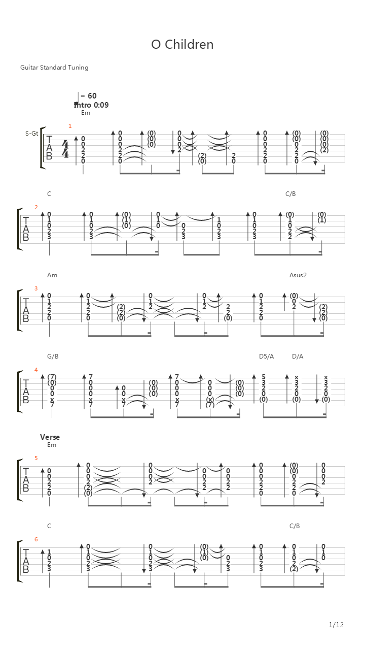 O Children吉他谱