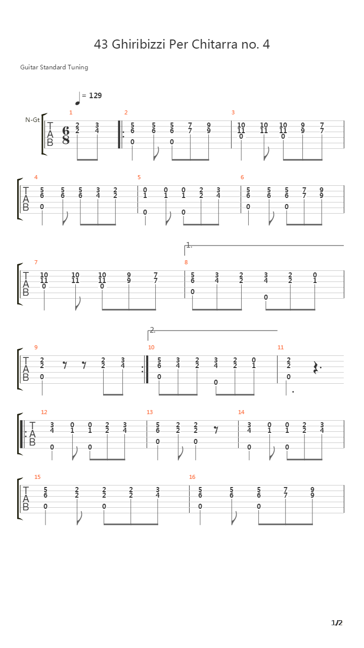 43 Ghiribizzi Per Chitarra No 4吉他谱