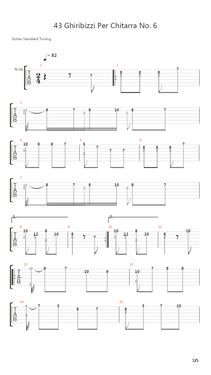 43 Ghiribizzi Per Chitarra No 6吉他谱