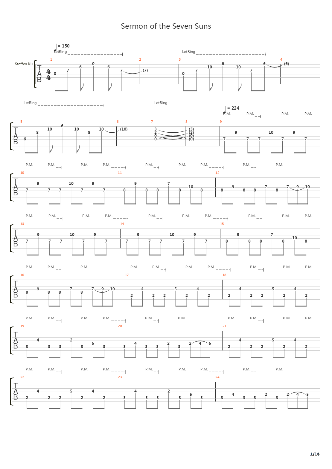 Sermon Of The Seven Suns吉他谱
