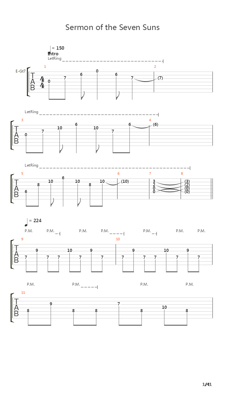 Sermon Of The Seven Suns吉他谱