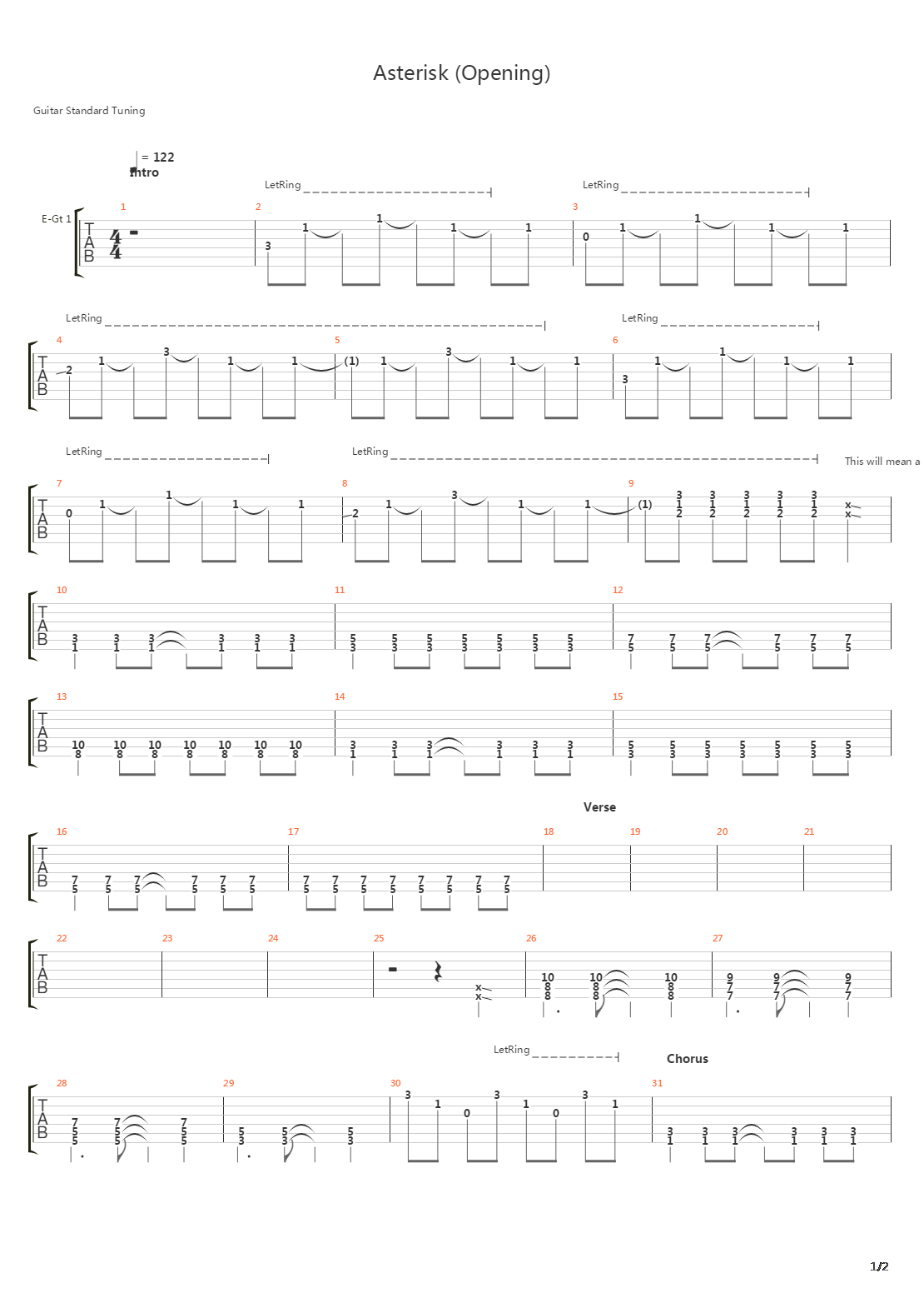 Asterisk Opening吉他谱