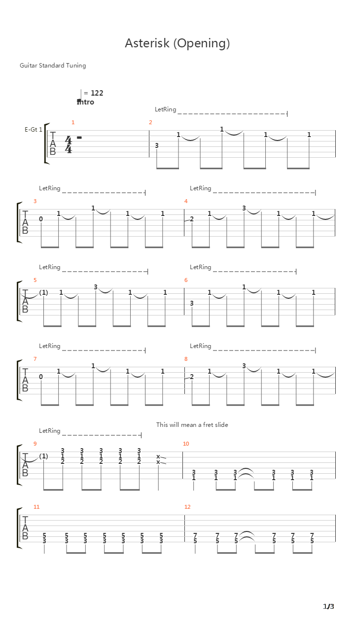 Asterisk Opening吉他谱
