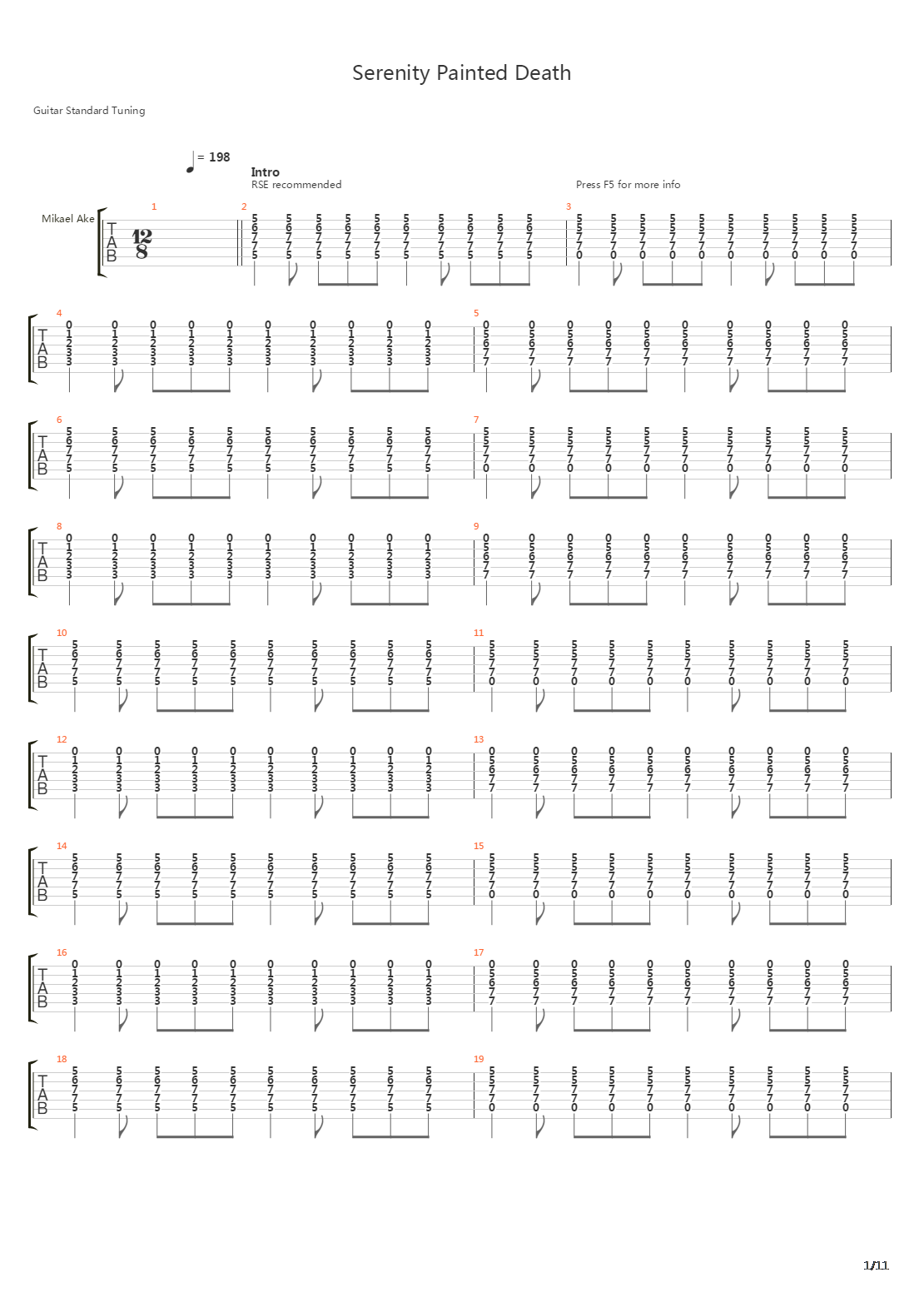 Serenity Painted Death吉他谱