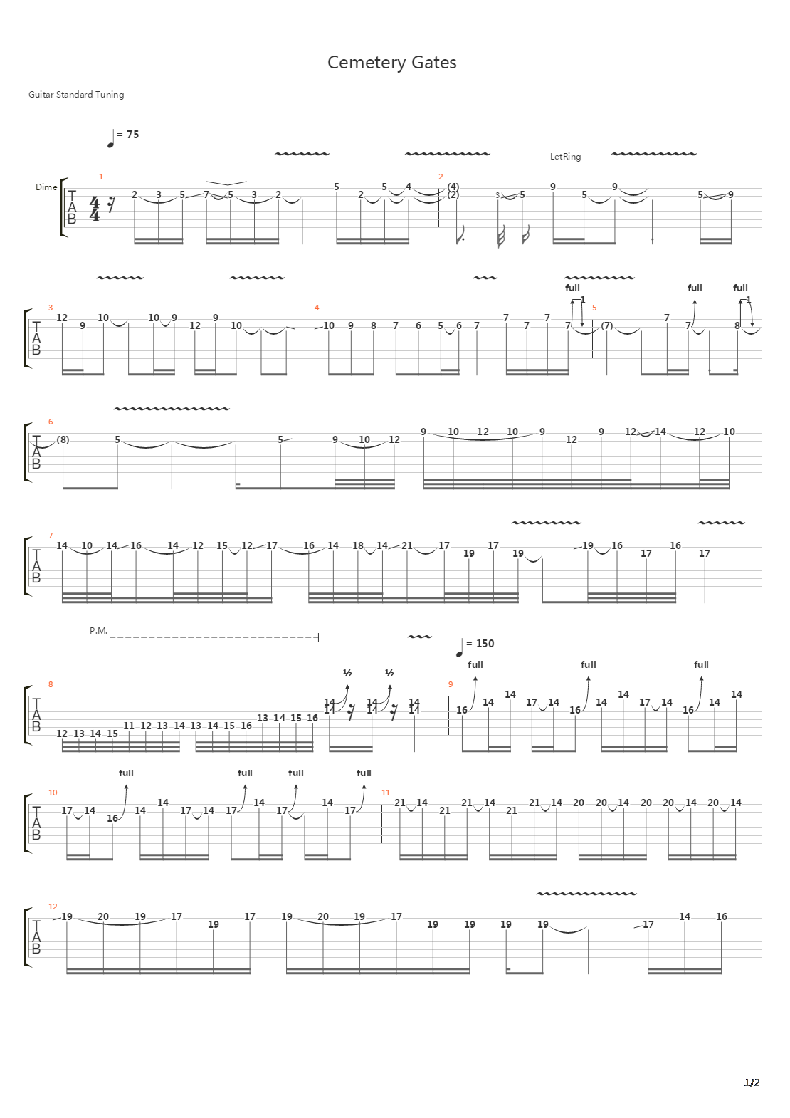 Cemetery Gates吉他谱