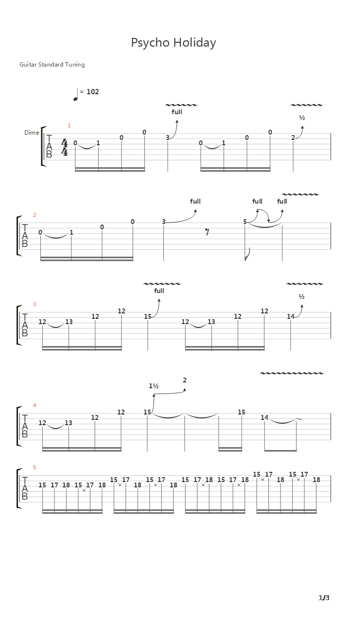 Psycho Holiday吉他谱