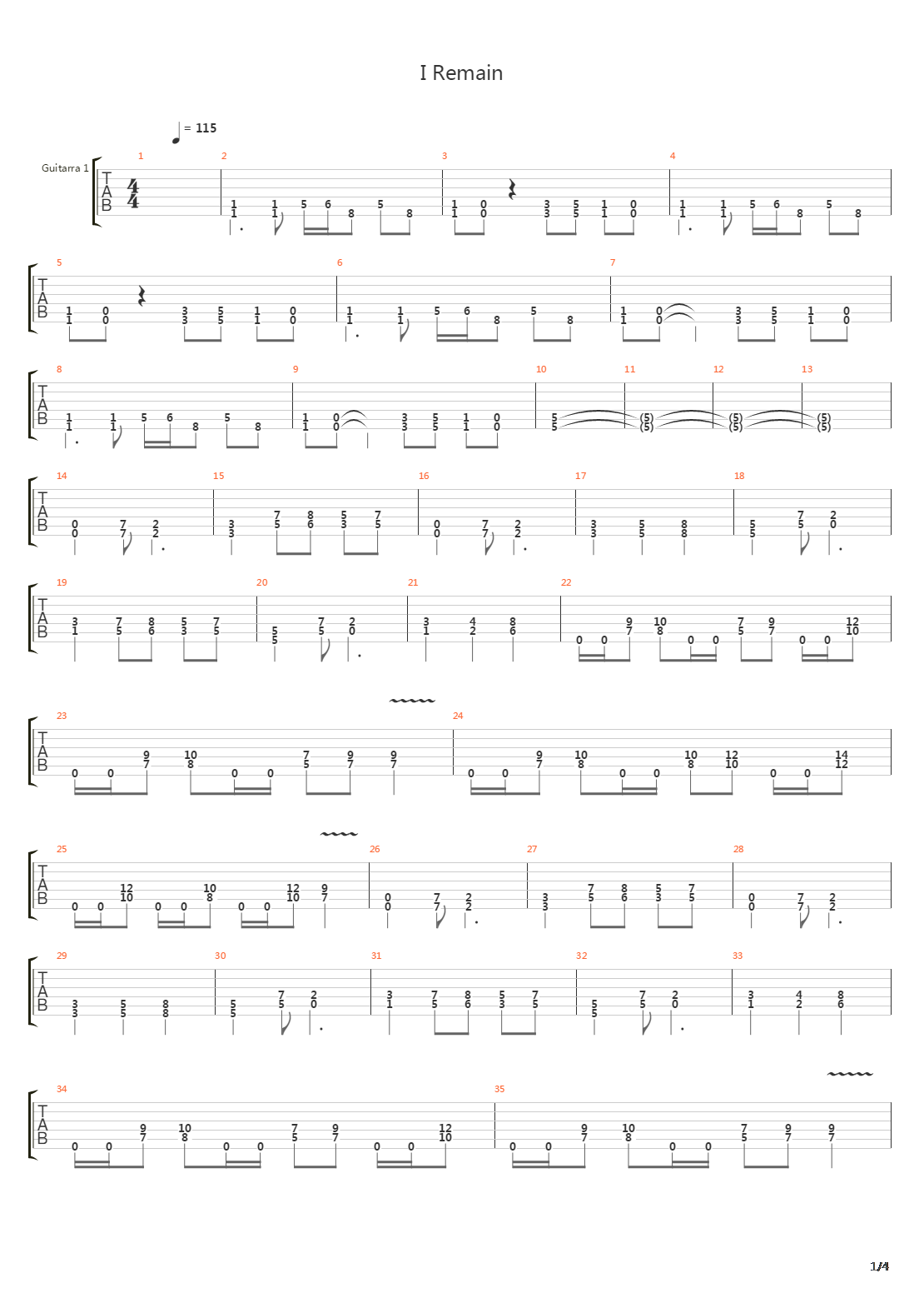 I Remain吉他谱