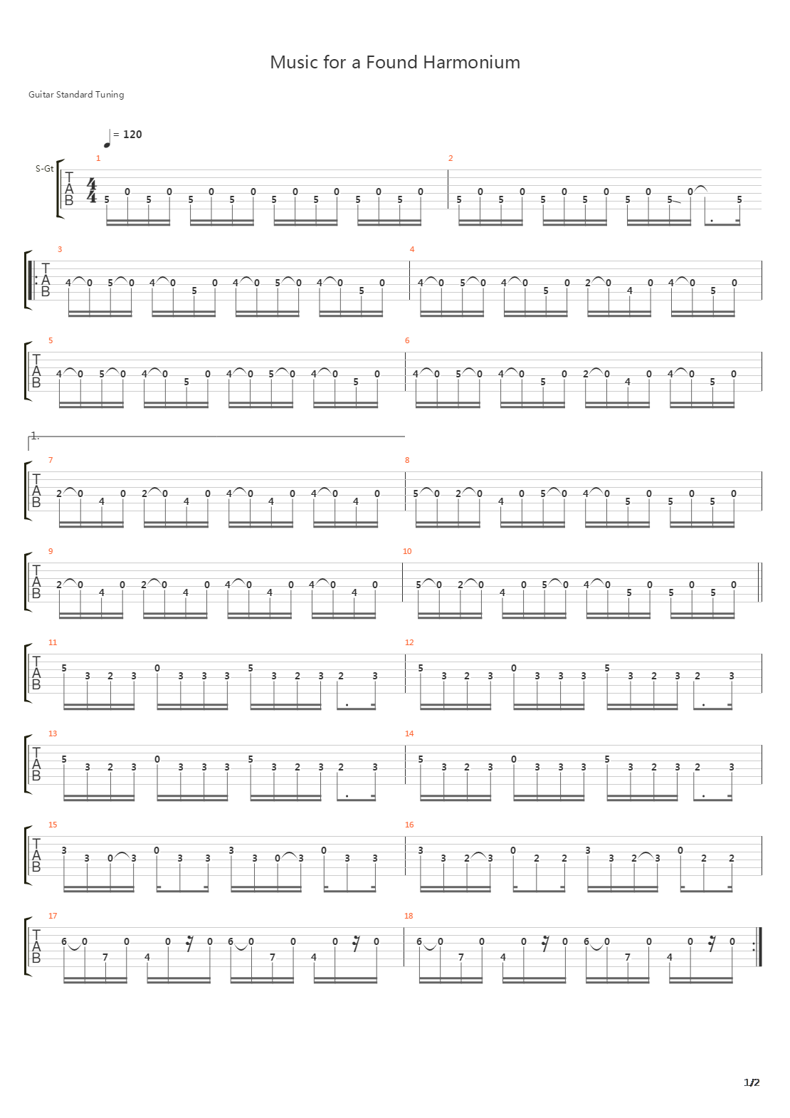 Music For A Found Harmonium吉他谱