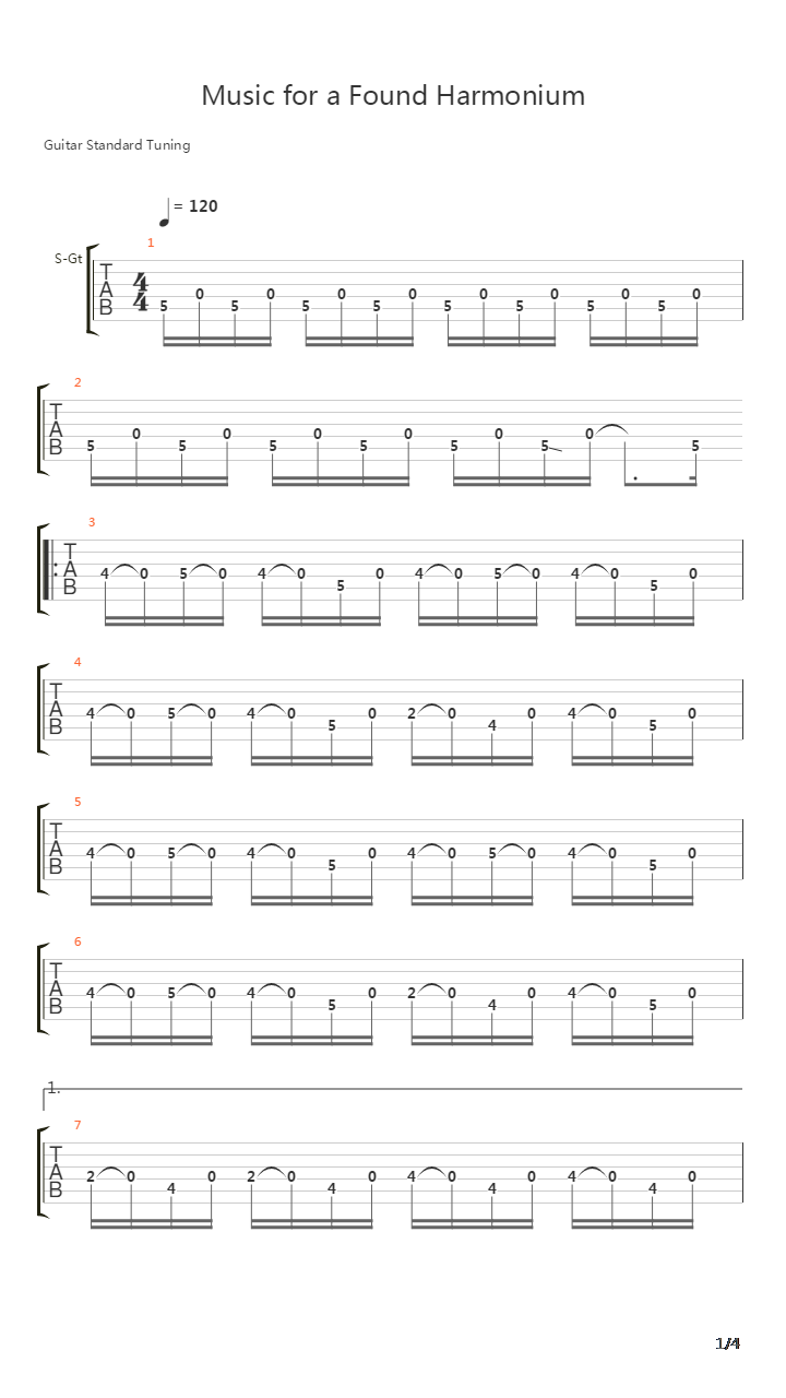 Music For A Found Harmonium吉他谱