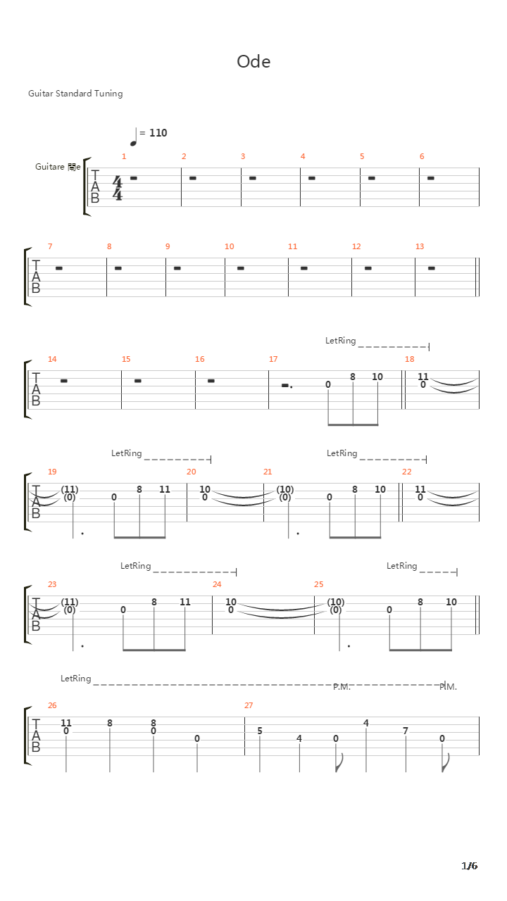 Ode吉他谱