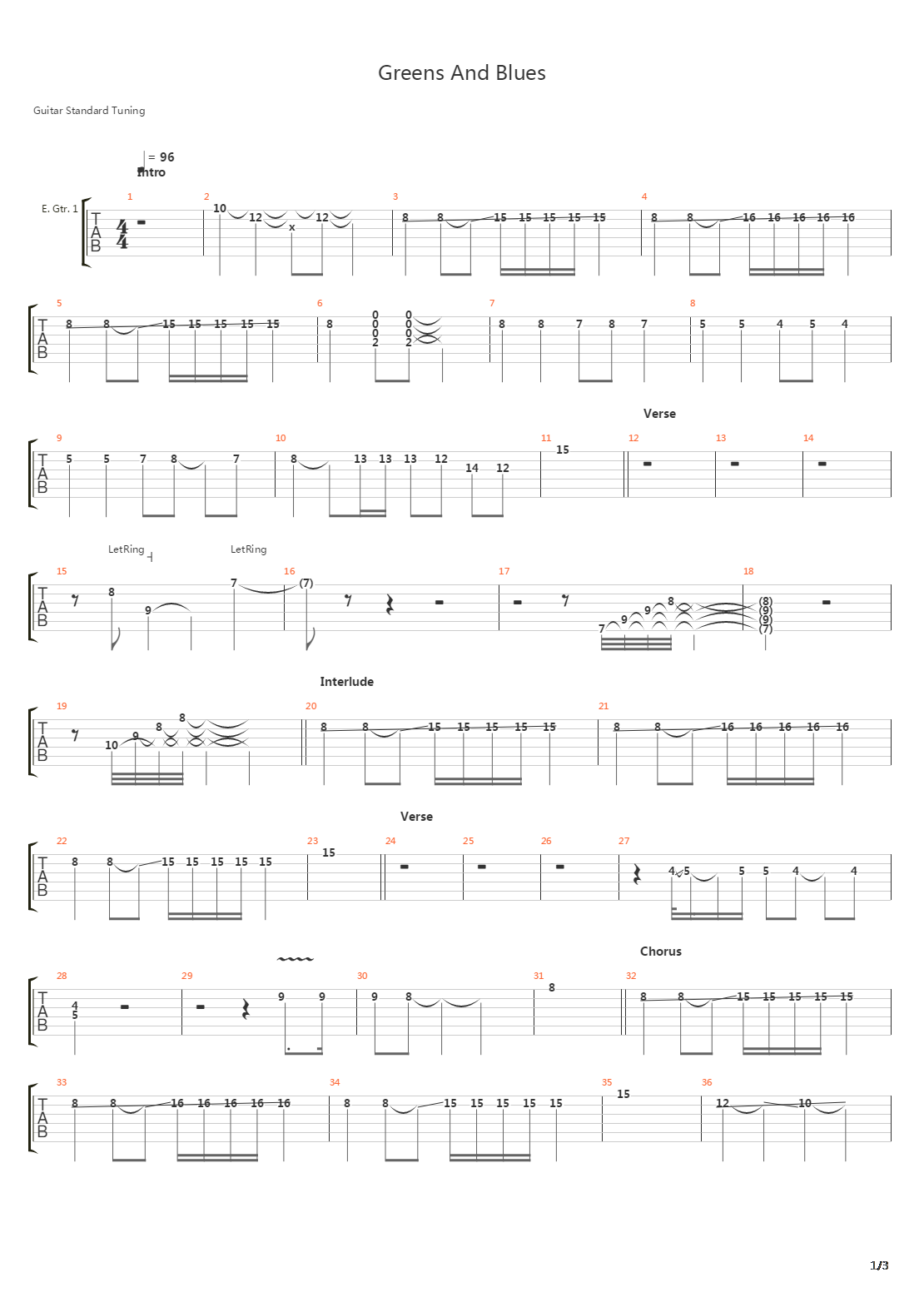 Greens And Blues吉他谱
