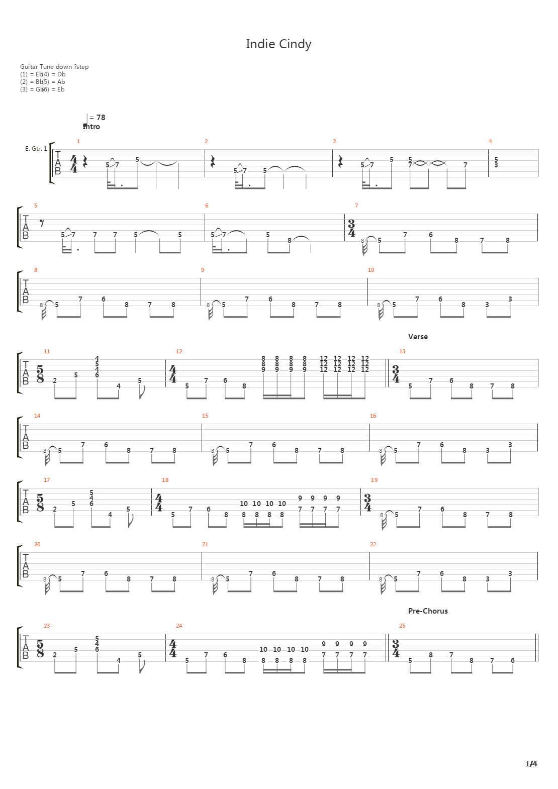 Indie Cindy吉他谱