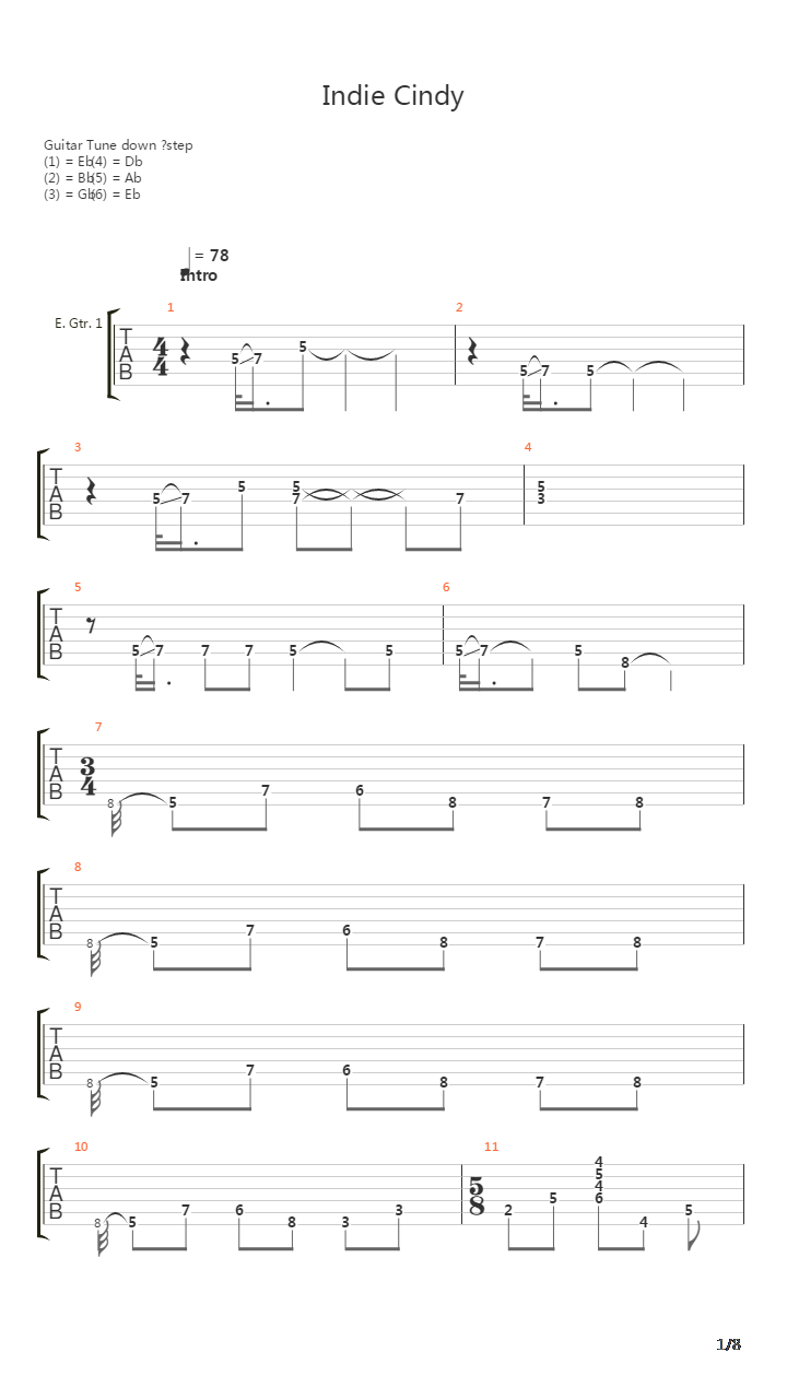 Indie Cindy吉他谱