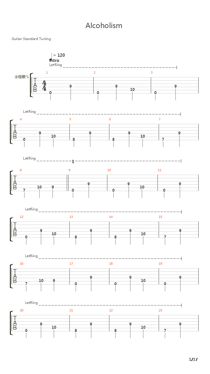 Alcoholism吉他谱