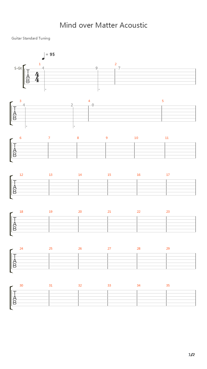 Mind Over Matter吉他谱