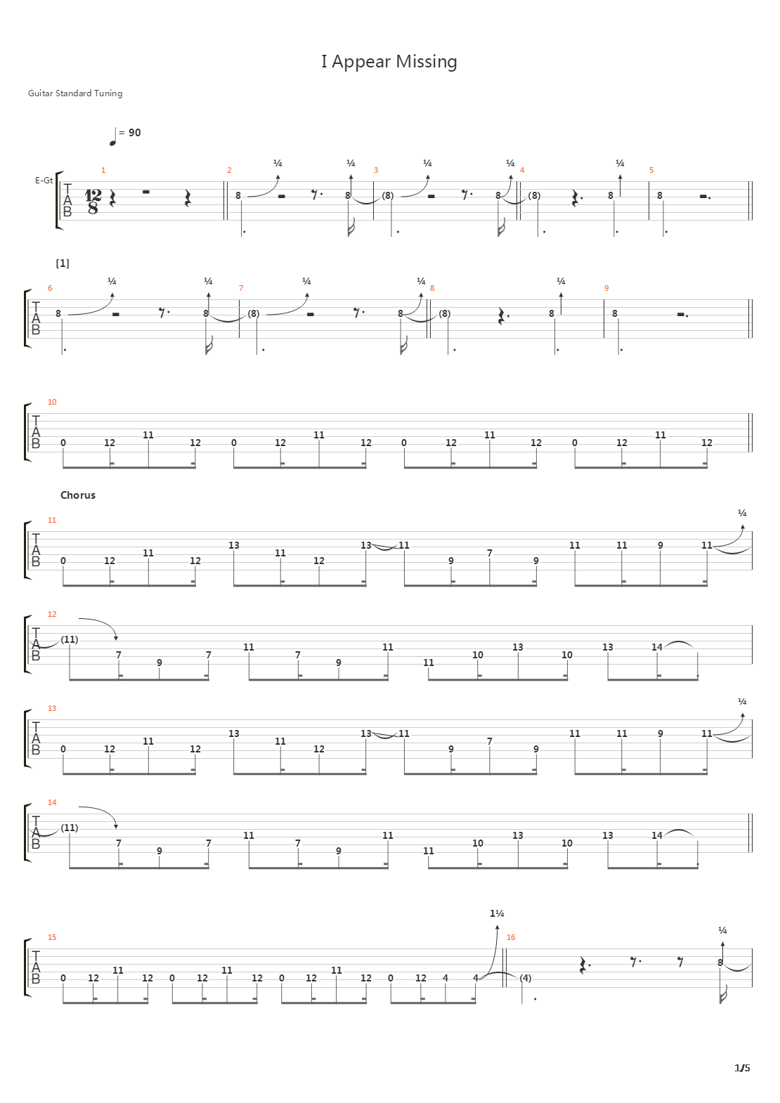 I Appear Missing吉他谱