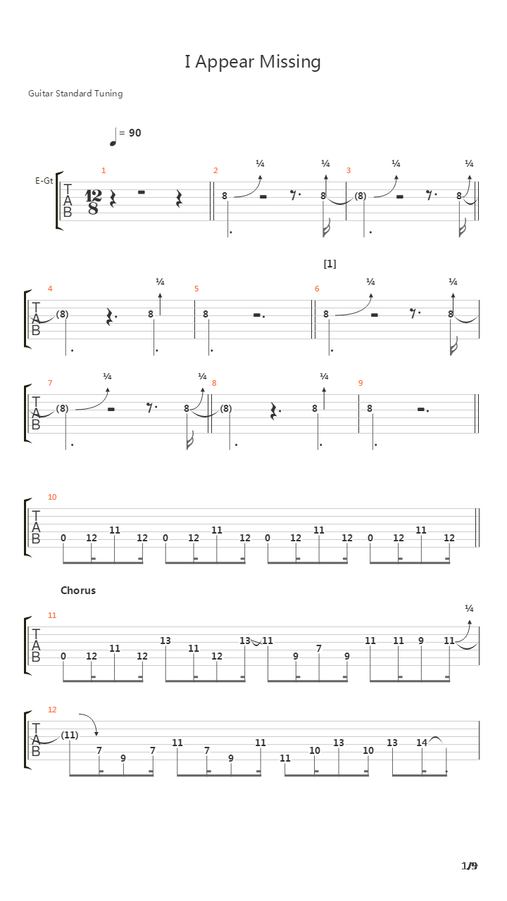 I Appear Missing吉他谱