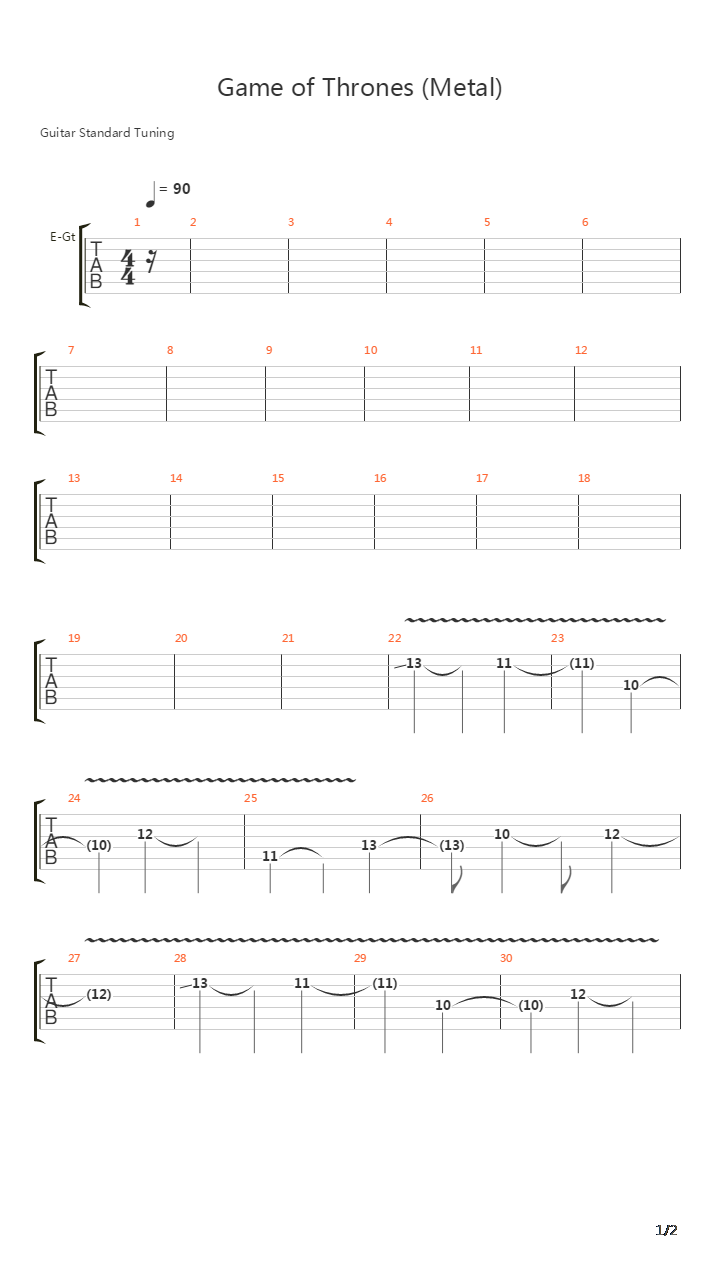 Game Of Thrones吉他谱