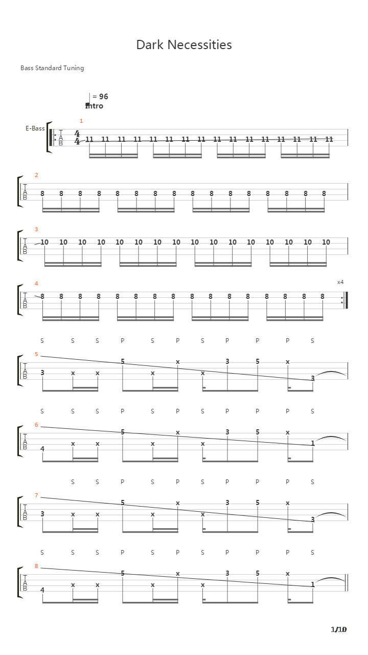 Dark Necessities吉他谱