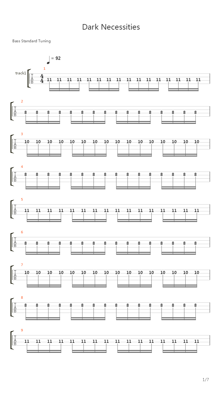 Dark Necessities吉他谱