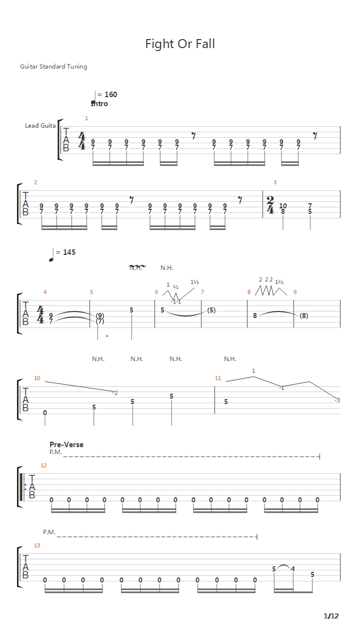 Fight Or Fall吉他谱