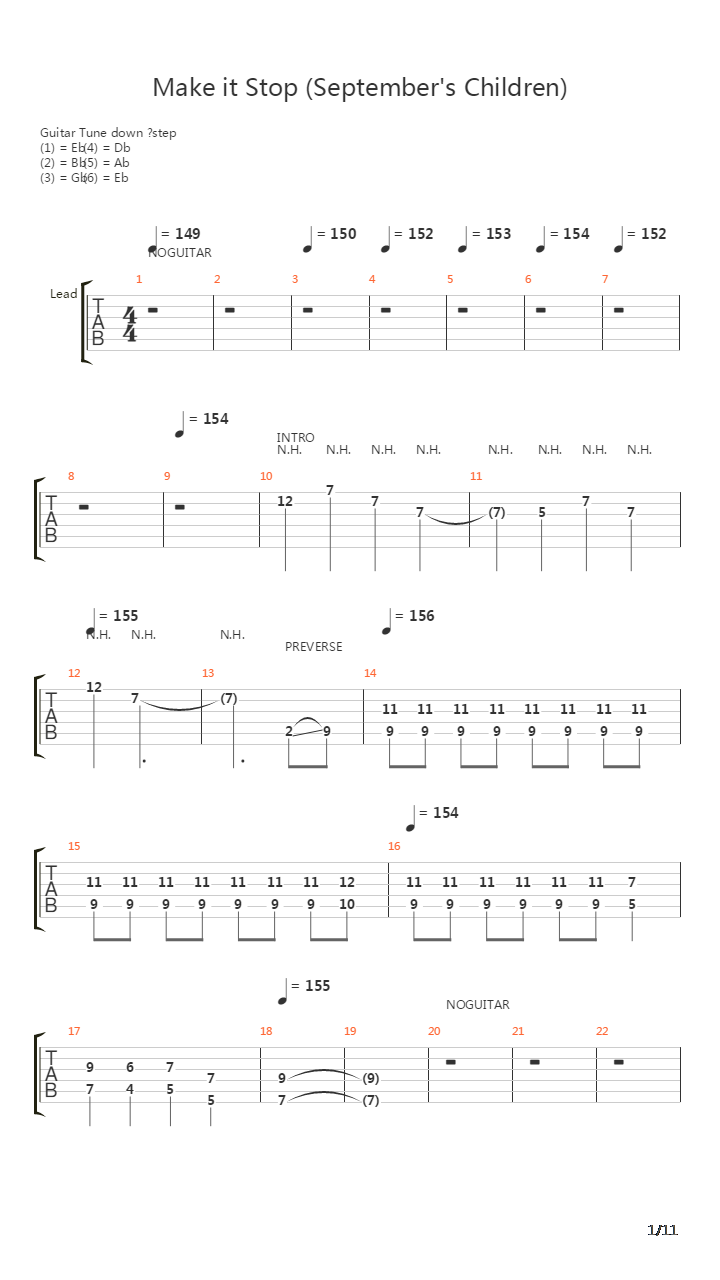 Make It Stop Septembers Children吉他谱