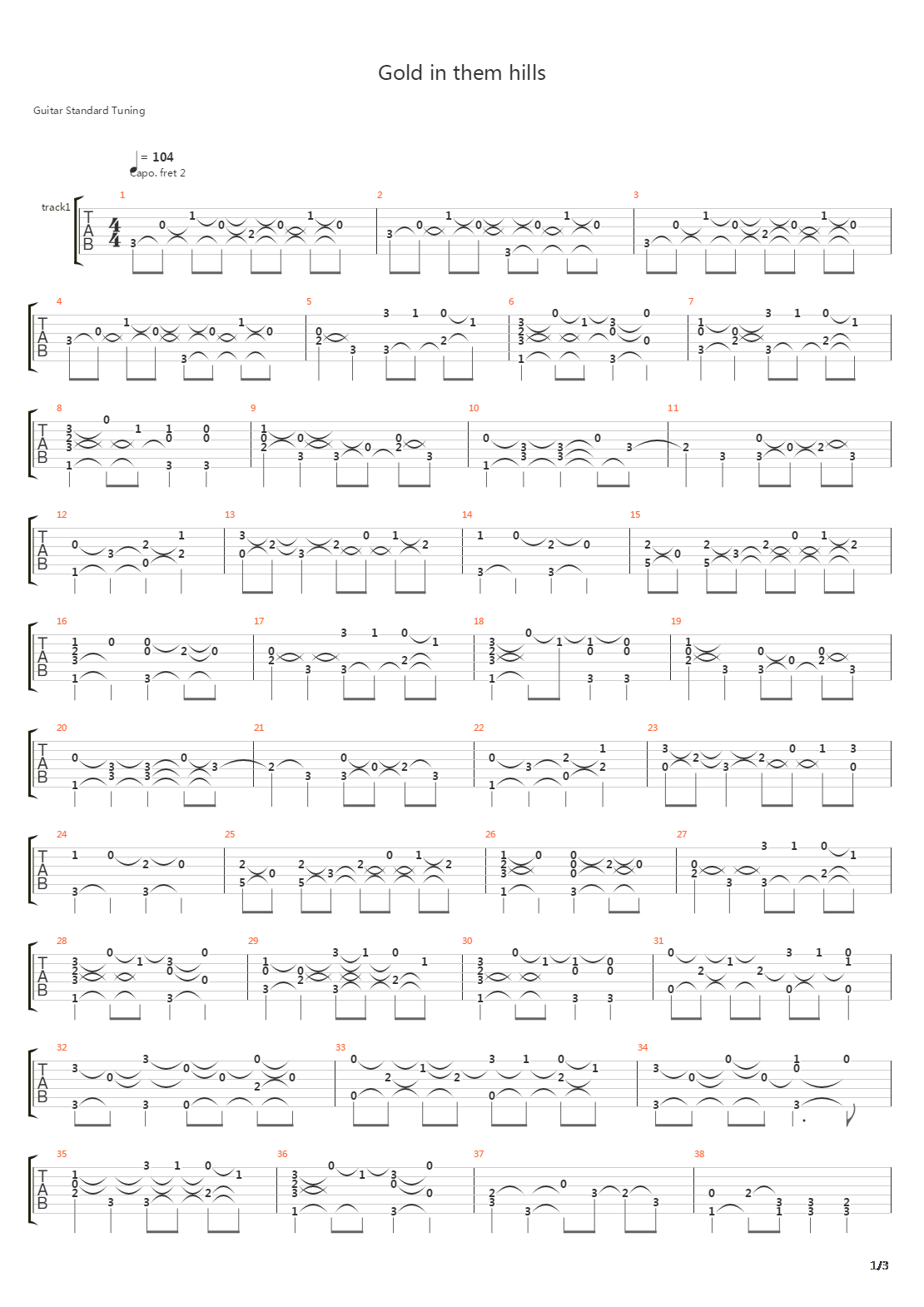Gold In Them Hills吉他谱