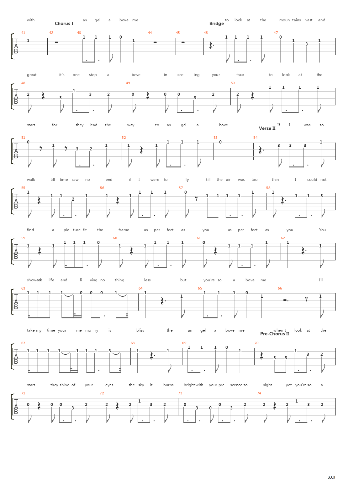 Above Me吉他谱