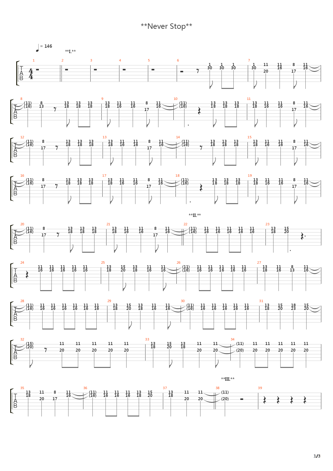 Never Stop吉他谱
