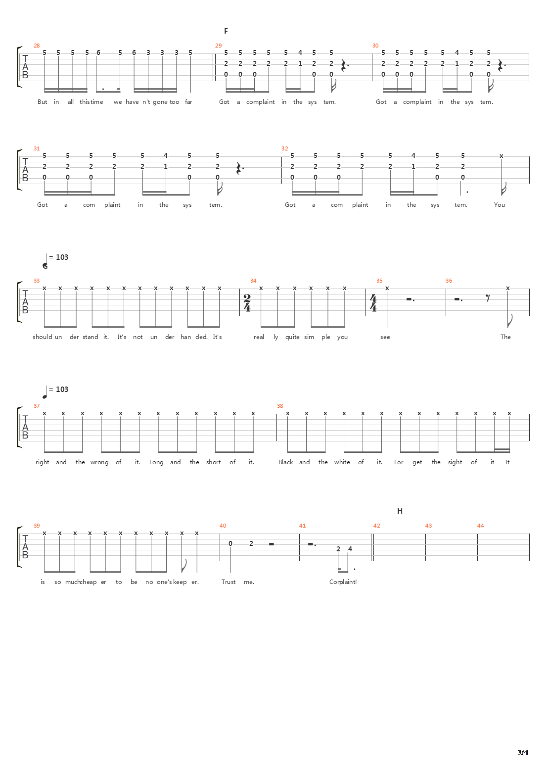 Complaint In The System吉他谱