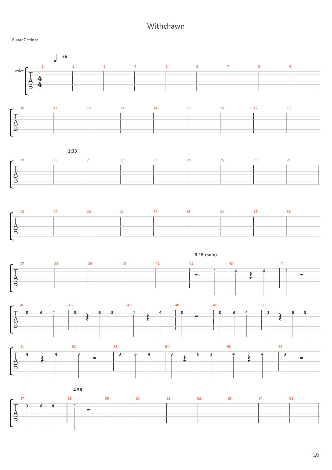 Withdrawn吉他谱