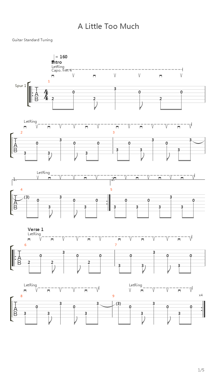 A Little Too Much吉他谱