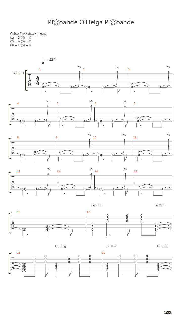 Plagoande Ohelga Plagoande吉他谱