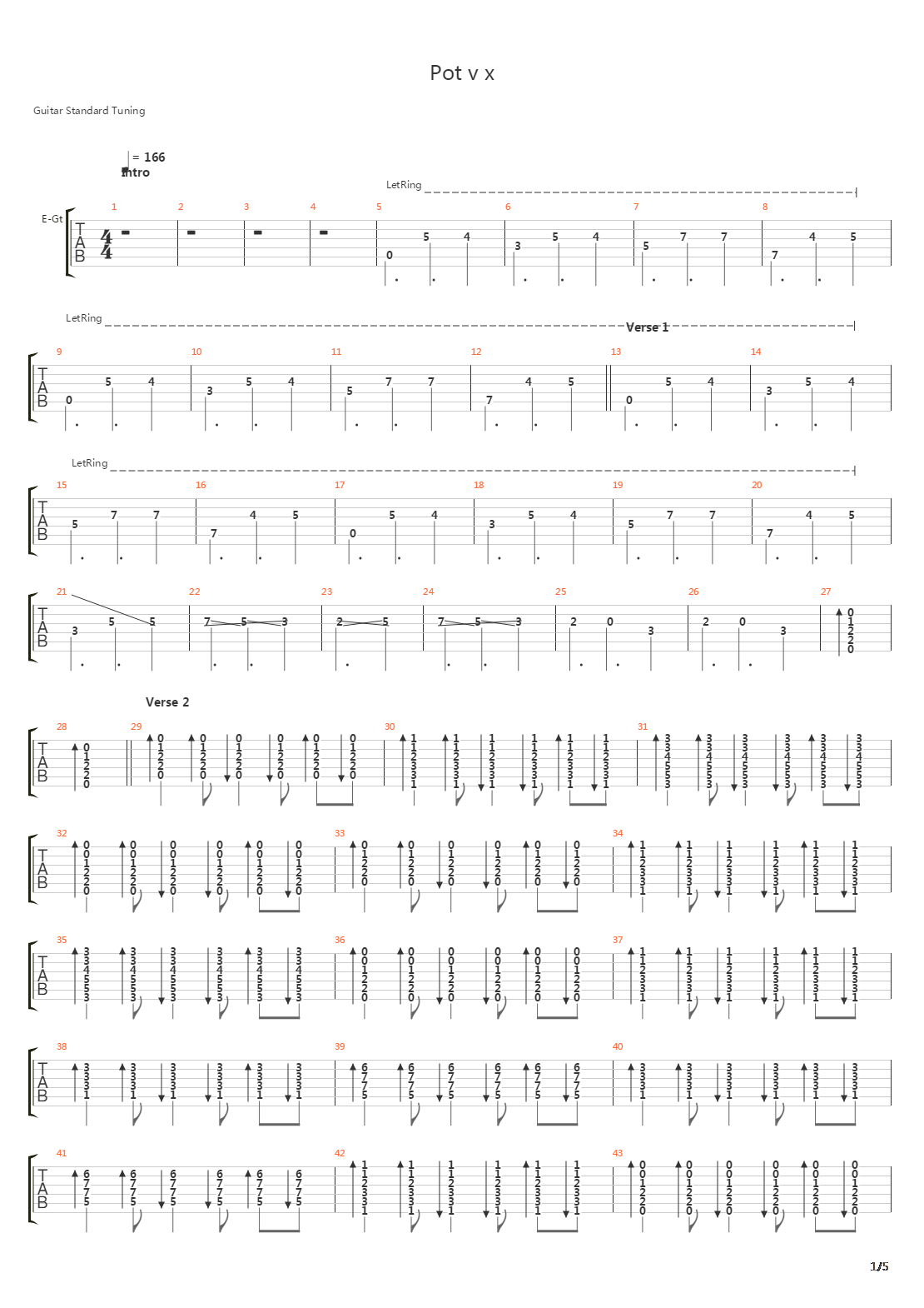 Pot V X吉他谱