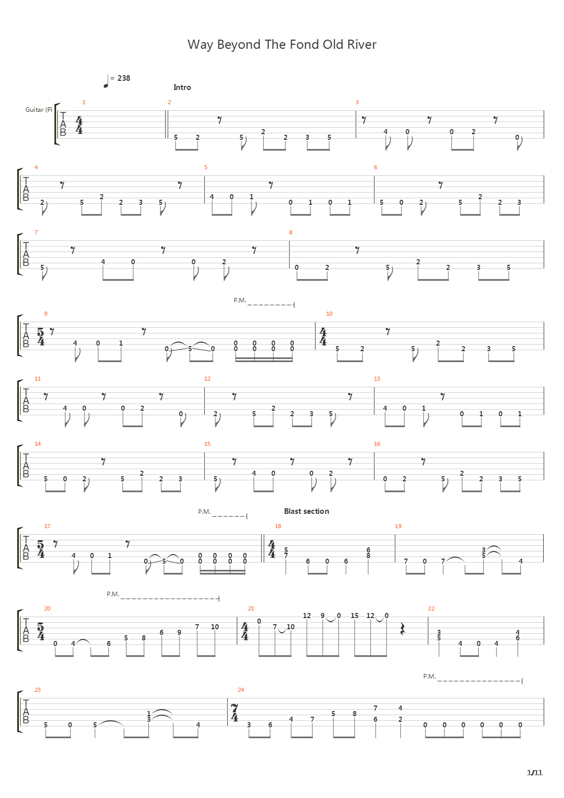 Way Beyond The Fond Old River吉他谱