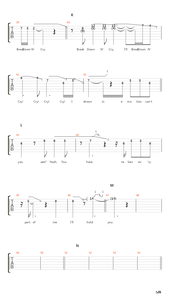 Breakdown N Cry吉他谱