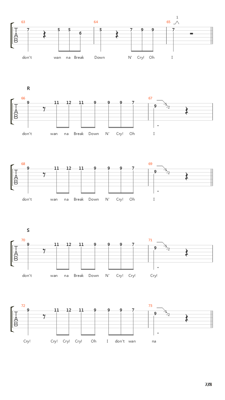 Breakdown N Cry吉他谱
