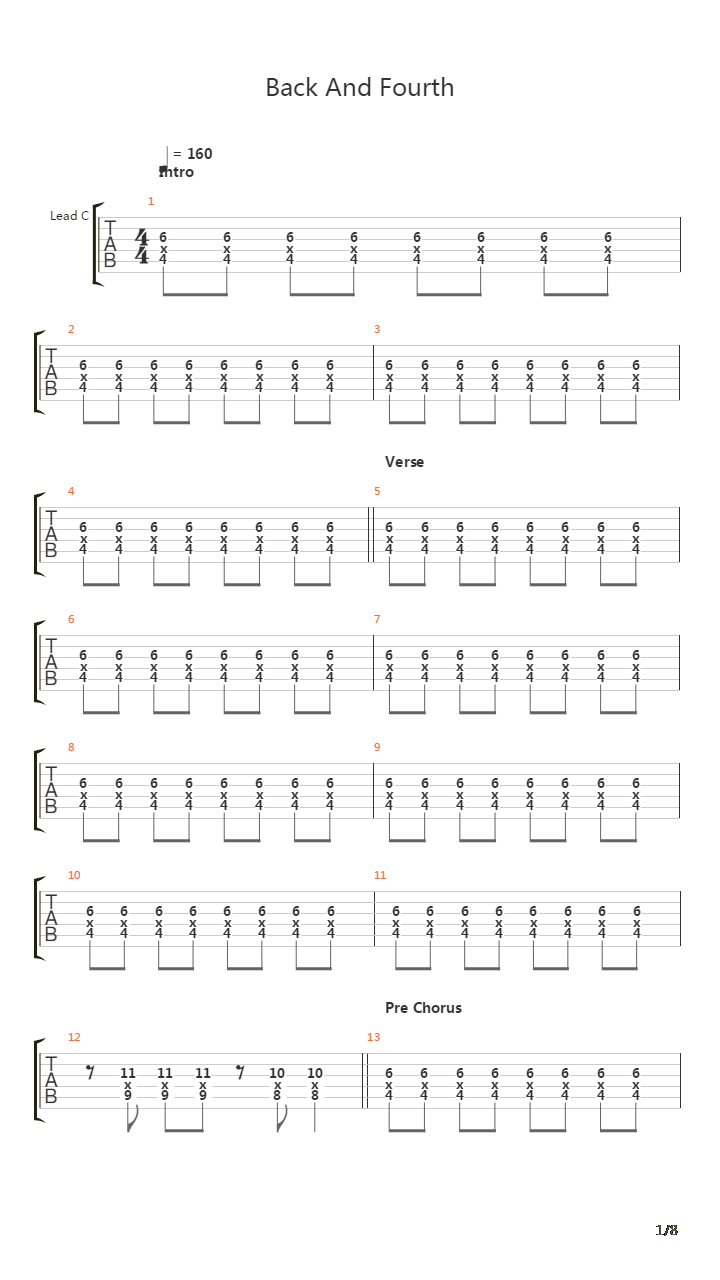 Back And Forth吉他谱