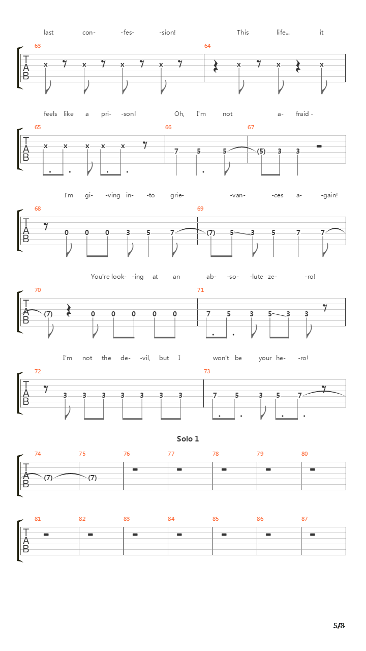 Absolute Zero吉他谱