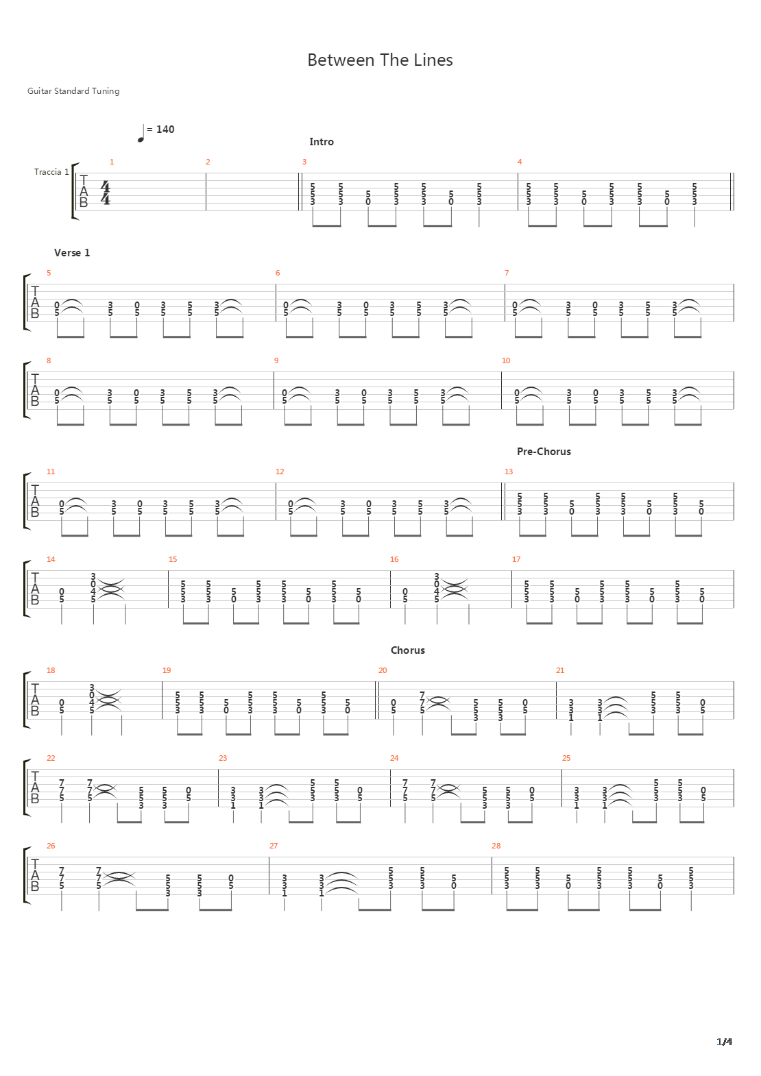 Between The Lines吉他谱