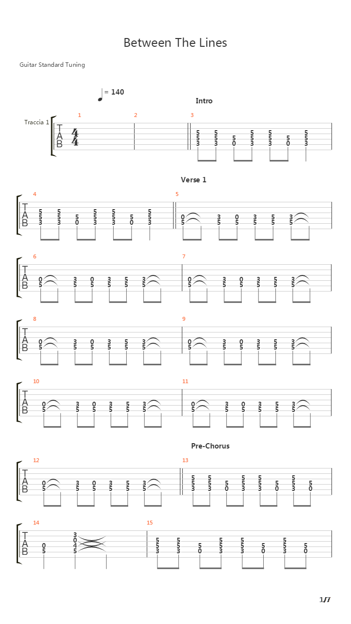 Between The Lines吉他谱