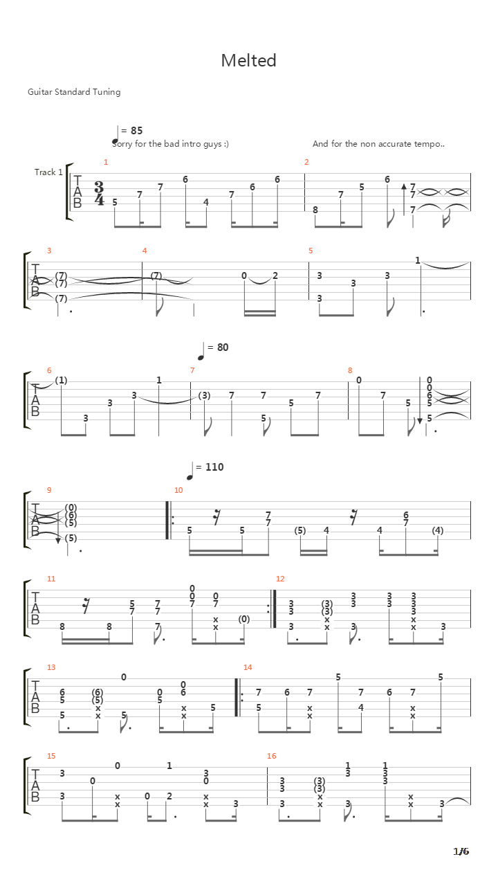 Melted吉他谱
