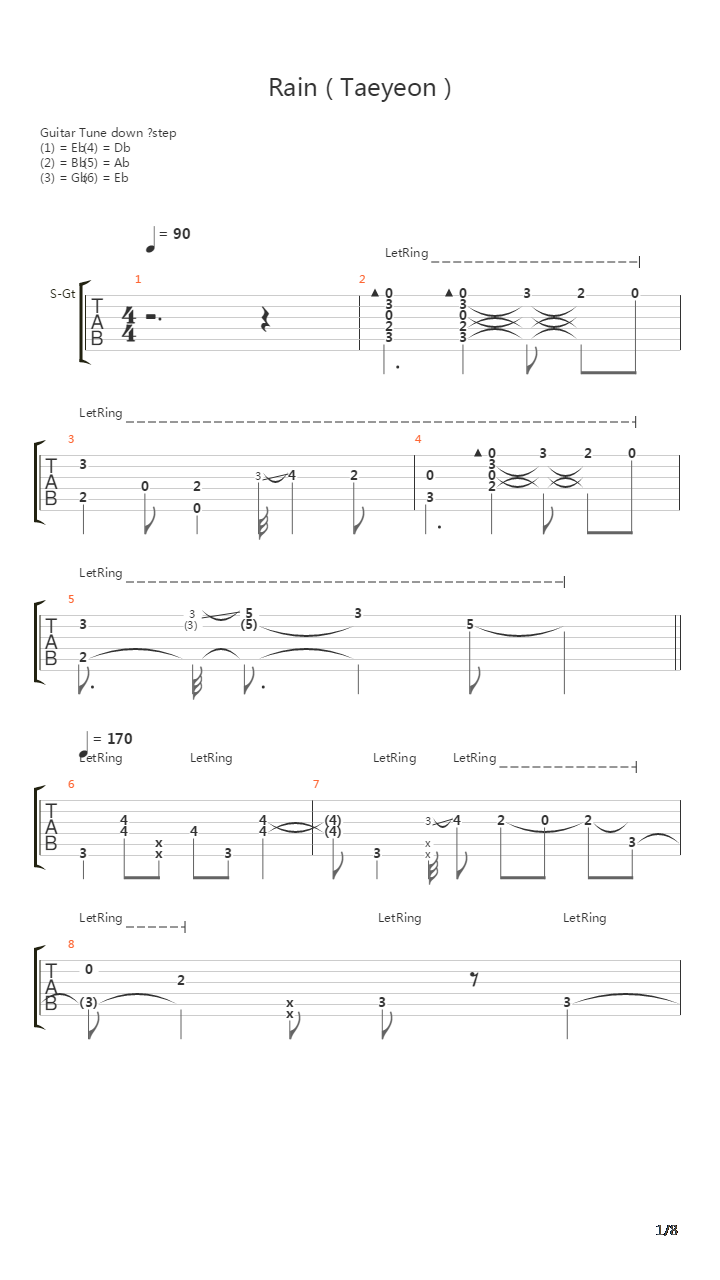Rain Taeyeon吉他谱