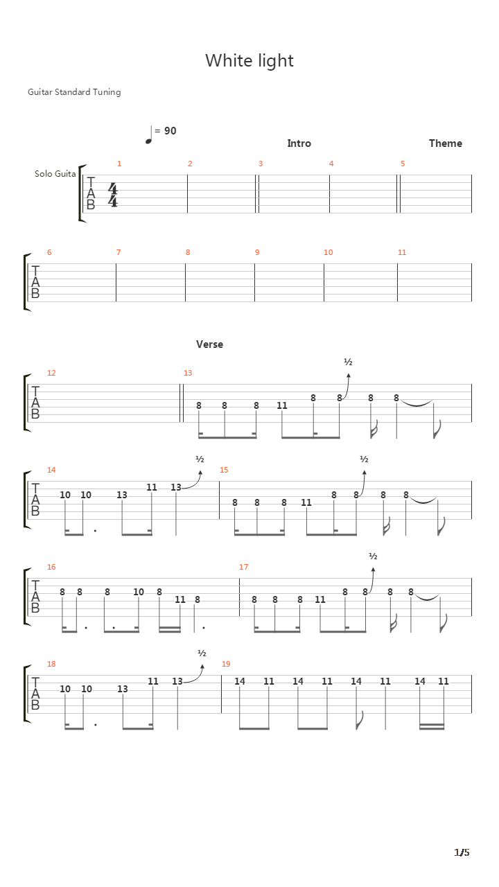 White Light吉他谱