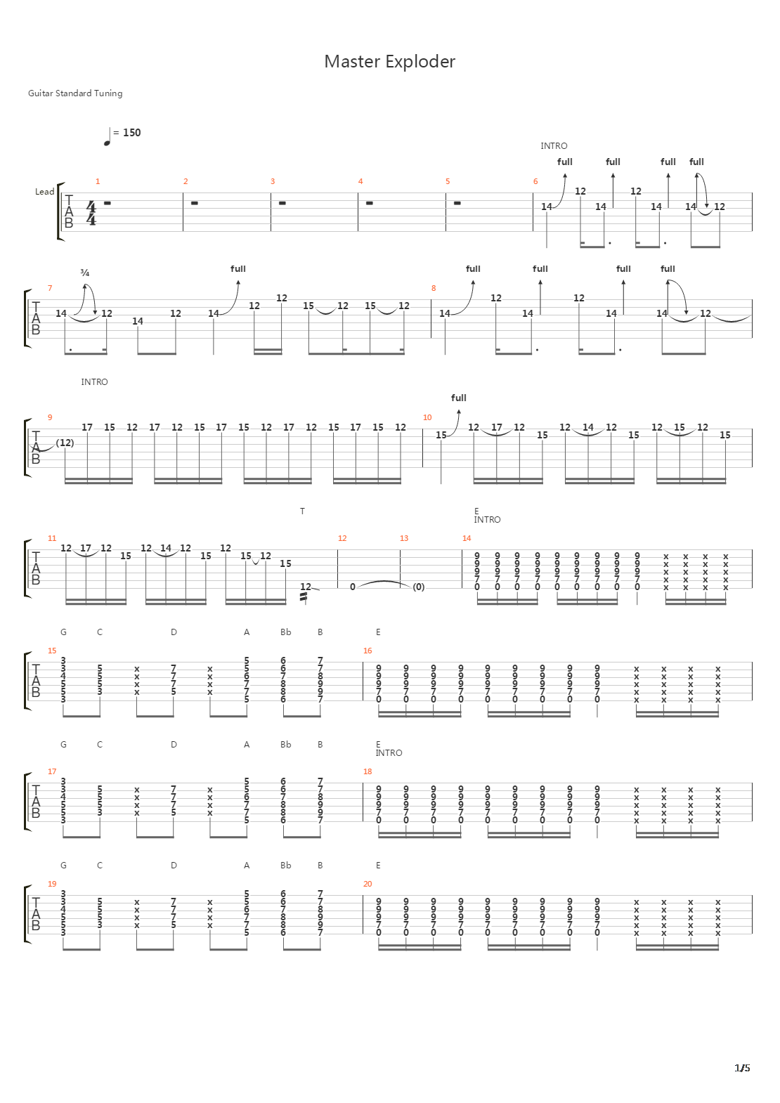 Master Exploder吉他谱