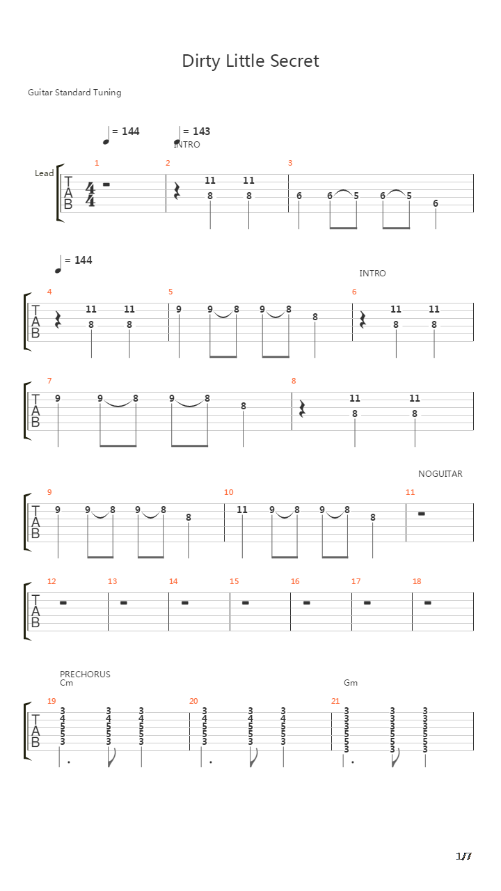 Dirty Little Secret吉他谱