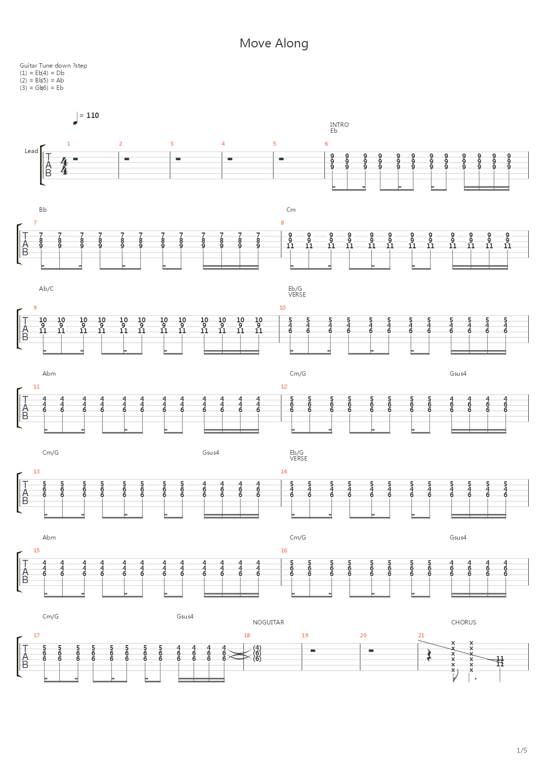 Move Along吉他谱