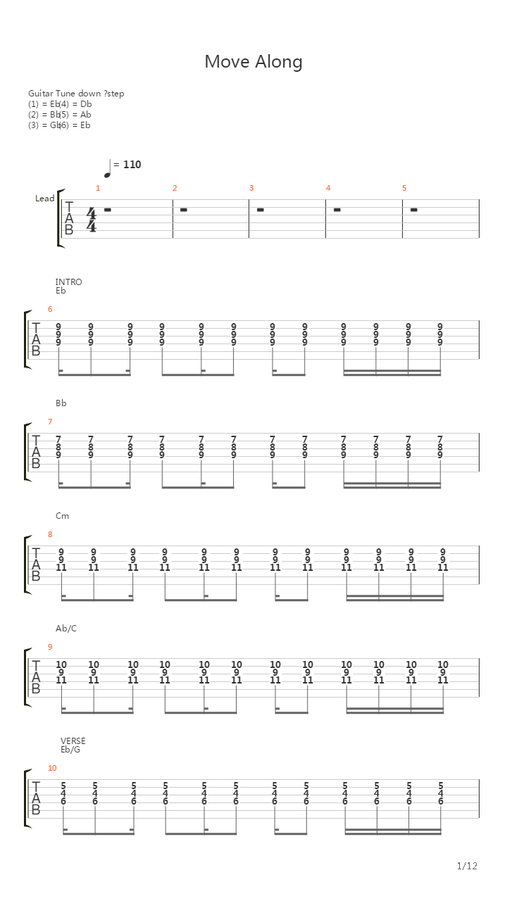 Move Along吉他谱
